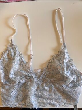 Free People Pale Blue Lace Bandeau with Light Pink Straps